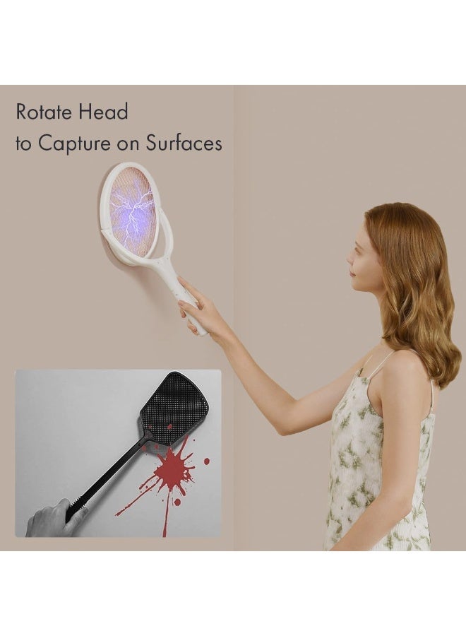 SFENG Rechargeable Electric Mosquito Racket, 180° Rotatable Head Bug Zapper Racket with Telescopic Extension Pole, UV Auto‑Attract Mosquito Killer Fly Swatter with Base Stand for Indoor Home Use - Image 4